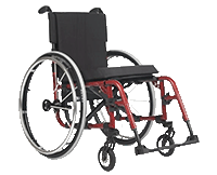 a picture of a big stupid purple manual wheelchair